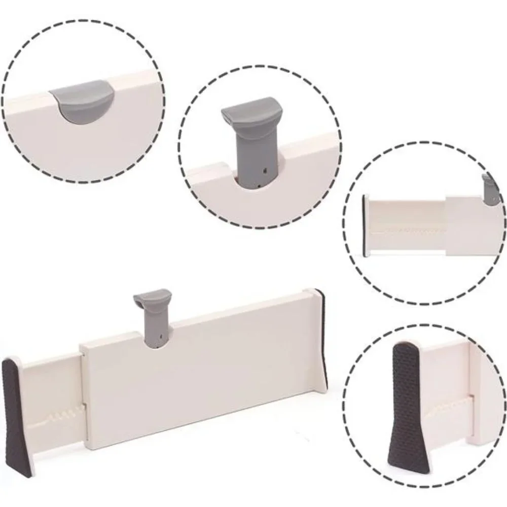 4 Pack Adjustable Dresser Drawer Dividers Organizers, Plastic Expandable Drawer